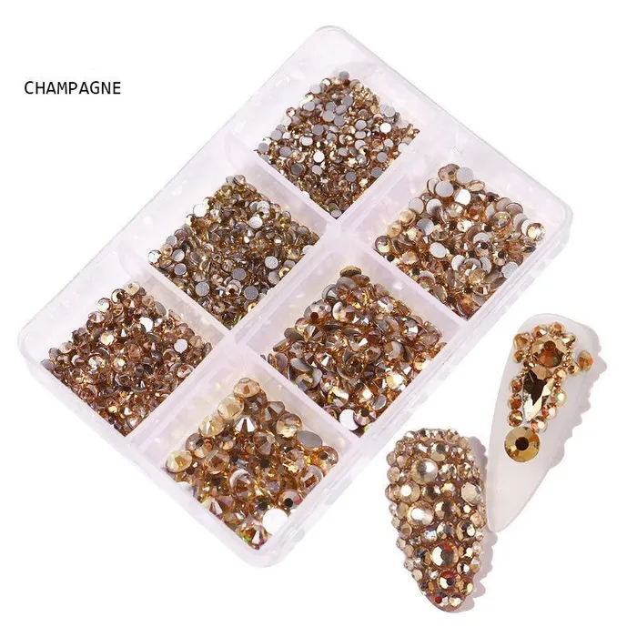 Ashley NS114 Crystal Nail Art Set Champagne Earrings