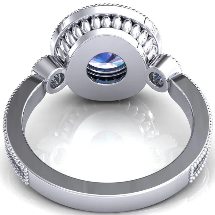 Brachium Round Alexandrite Milgrain Halo 34 Eternity Accent Diamond Ring Fire Brilliance Rings