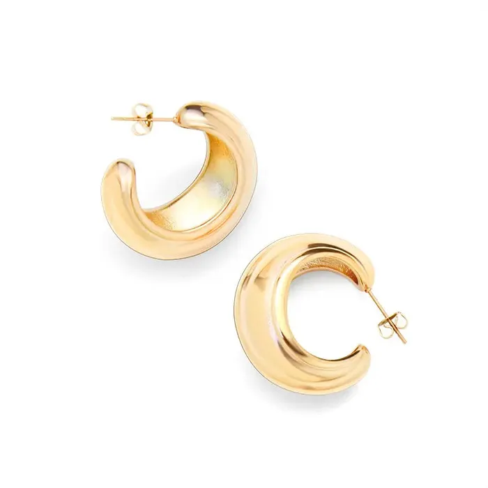 Earrings Jewelvers 18K GoldFilled Wide C Shape Earrings
