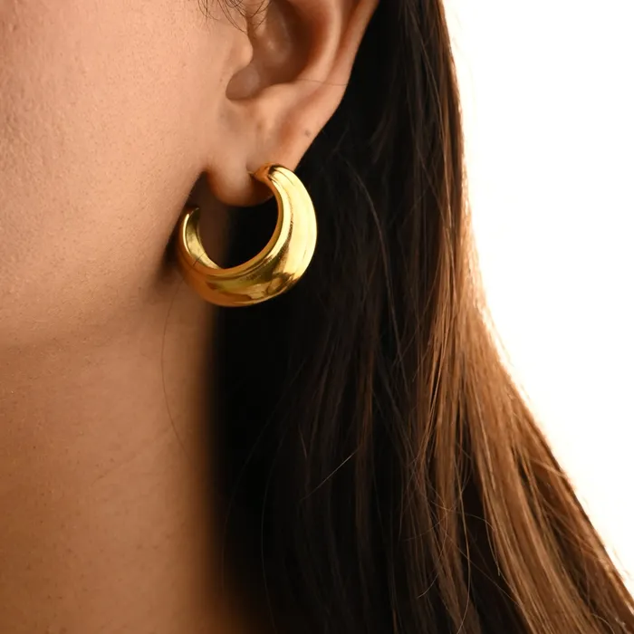 Earrings Jewelvers 18K GoldFilled Wide C Shape Earrings Earrings Jewelvers 18K GoldFilled Wide C Shape Earrings