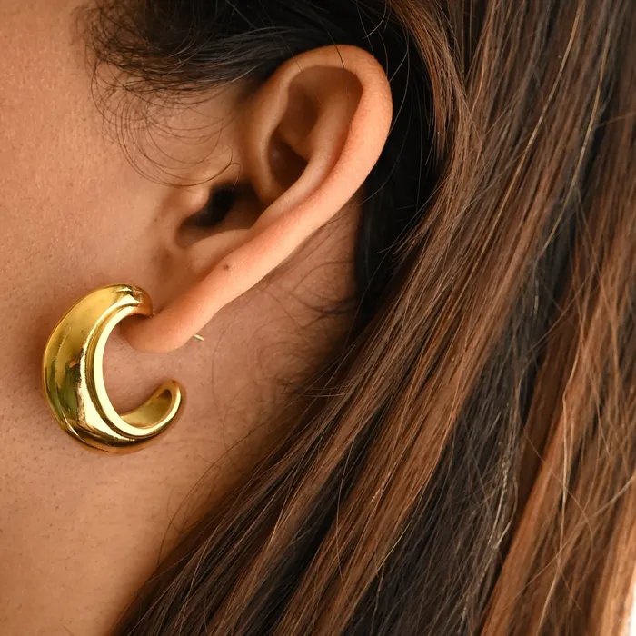 Earrings Jewelvers 18K GoldFilled Wide C Shape Earrings Earrings Jewelvers 18K GoldFilled Wide C Shape Earrings