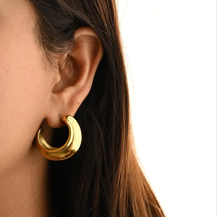 Earrings Jewelvers 18K GoldFilled Wide C Shape Earrings Earrings Jewelvers 18K GoldFilled Wide C Shape Earrings