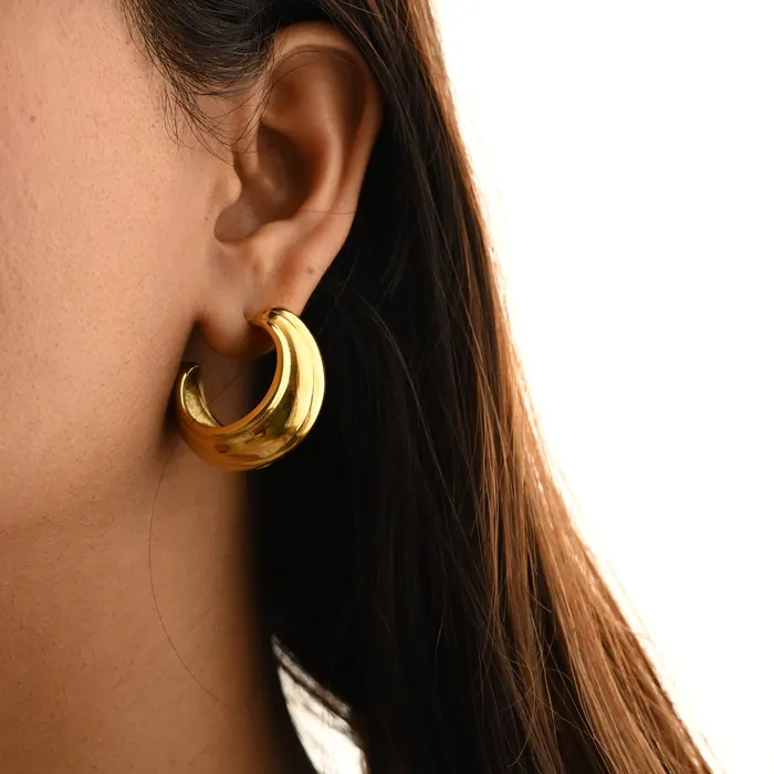 Earrings Jewelvers 18K GoldFilled Wide C Shape Earrings Earrings Jewelvers 18K GoldFilled Wide C Shape Earrings