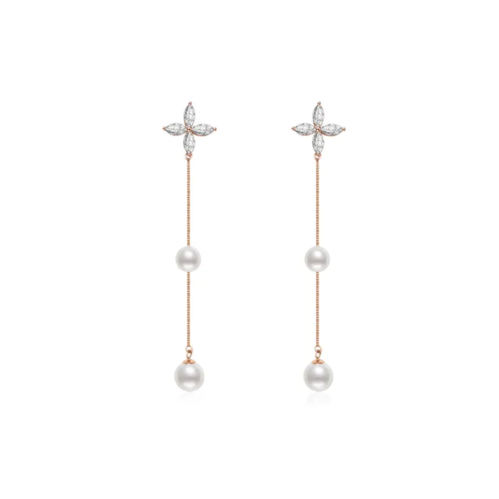 Earrings Pearly Lustre 18K Solid Gold Freshwater Pearl Earrings KE00069 Elegant