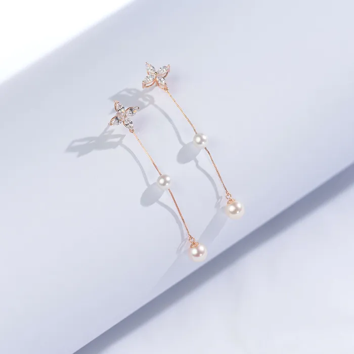 Earrings Pearly Lustre 18K Solid Gold Freshwater Pearl Earrings KE00069 Elegant