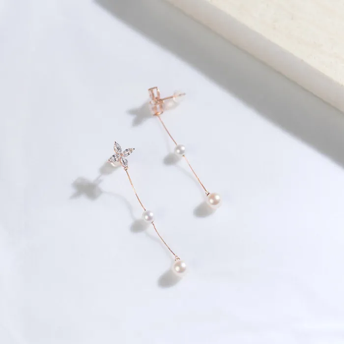 Earrings Pearly Lustre 18K Solid Gold Freshwater Pearl Earrings KE00069 Elegant