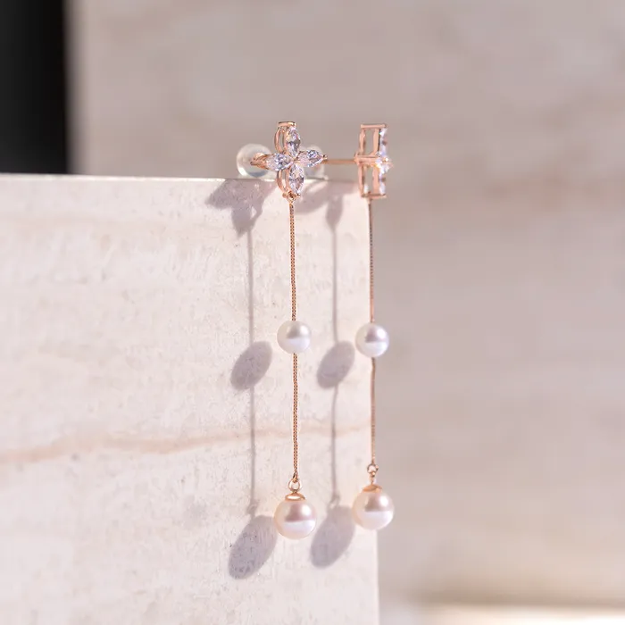 Earrings Pearly Lustre 18K Solid Gold Freshwater Pearl Earrings KE00069 Elegant