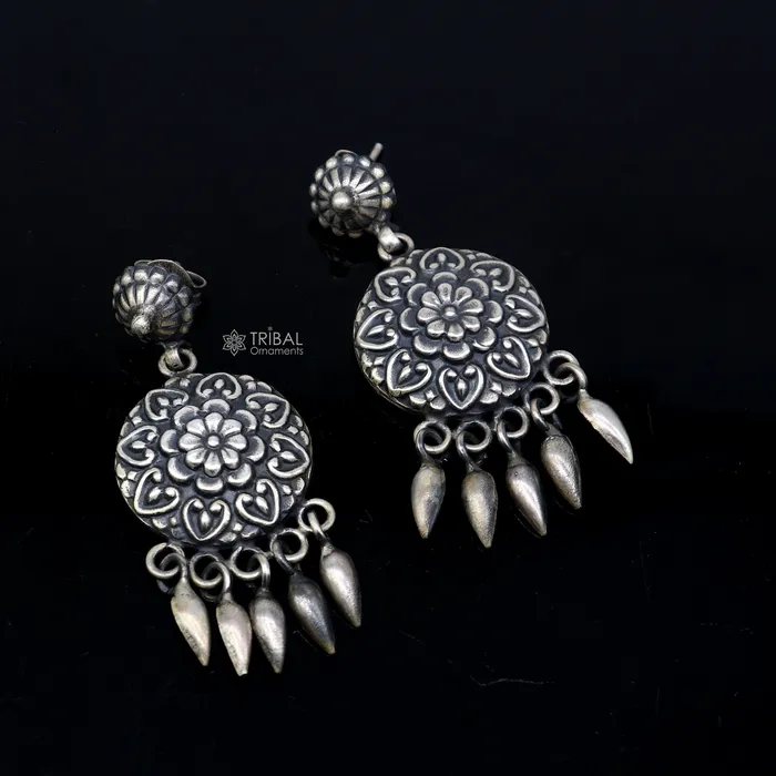 Earrings TRIBAL ORNAMENTS 925 sterling silver ethnic tribal drop dangling earrings s1319 Earrings TRIBAL ORNAMENTS 925 sterling silver ethnic tribal drop dangling earrings s1319