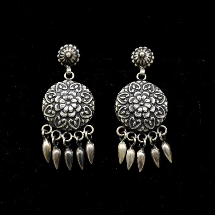Earrings TRIBAL ORNAMENTS 925 sterling silver ethnic tribal drop dangling earrings s1319 Earrings TRIBAL ORNAMENTS 925 sterling silver ethnic tribal drop dangling earrings s1319