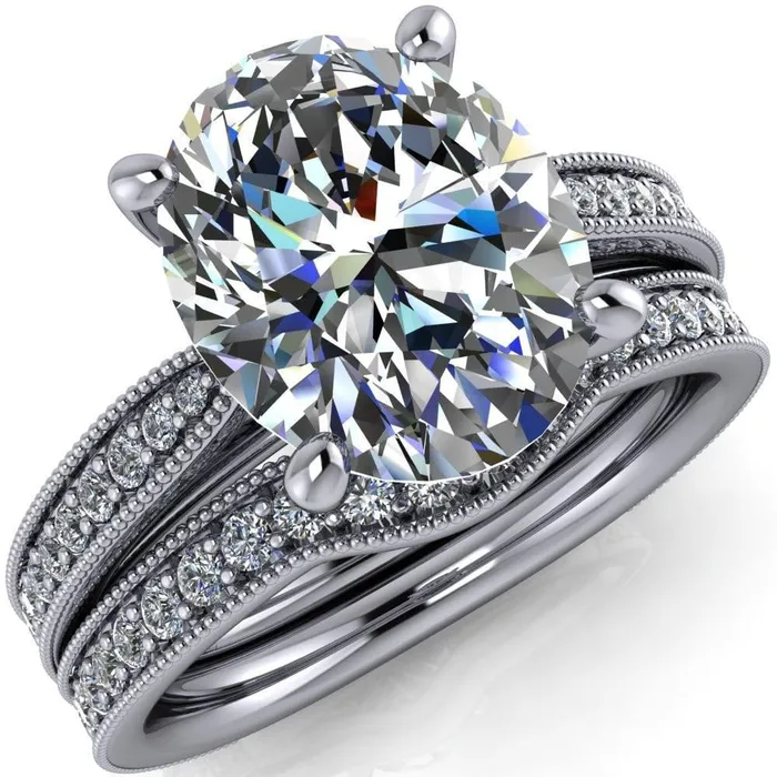 Fire Brilliance Hathaway Oval Center Stone 4 Prong Milgrain Cathedral Engagement Ring Rings Fire Brilliance Hathaway Oval Center Stone 4 Prong Milgrain Cathedral Engagement Ring Rings