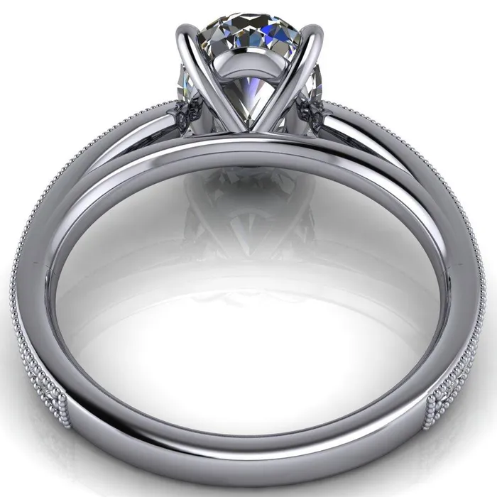 Fire Brilliance Hathaway Oval Center Stone 4 Prong Milgrain Cathedral Engagement Ring Rings