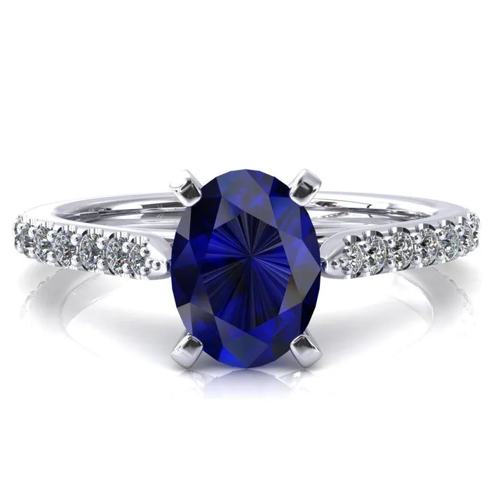 Fire Brilliance Rings Kelsy Oval Blue Sapphire 4 Prong 34 Shared Scalloped Inverted Cathedral Ring Fire Brilliance Rings Kelsy Oval Blue Sapphire 4 Prong 34 Shared Scalloped Inverted Cathedral Ring
