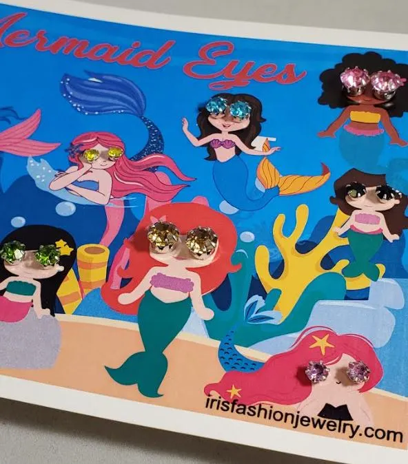 JC15 The Mermaid Eyes Jumbo Card Earring Set Iris Fashion Jewelry Earrings