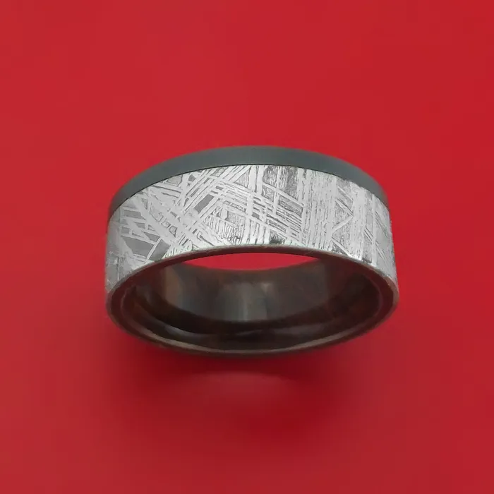 Lashbrook Rings Black Zirconium and Meteorite Ring with Hardwood Sleeve Custom Made Band Lashbrook Rings Black Zirconium and Meteorite Ring with Hardwood Sleeve Custom Made Band