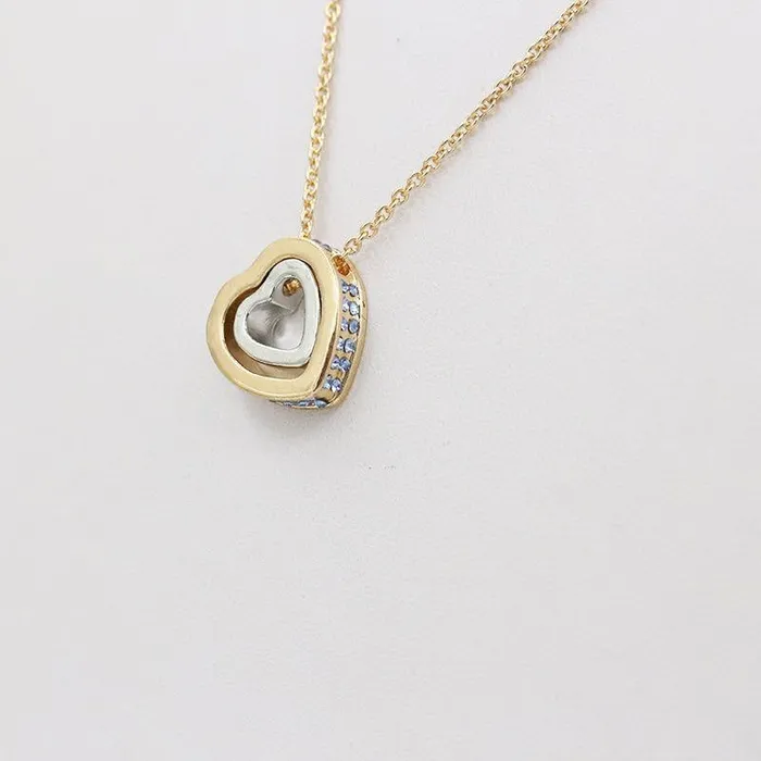 Necklaces 01 N1841 Gold Silver Heart Light Blue Rhinestones Necklace with FREE Earrings Necklaces 01 N1841 Gold Silver Heart Light Blue Rhinestones Necklace with FREE Earrings