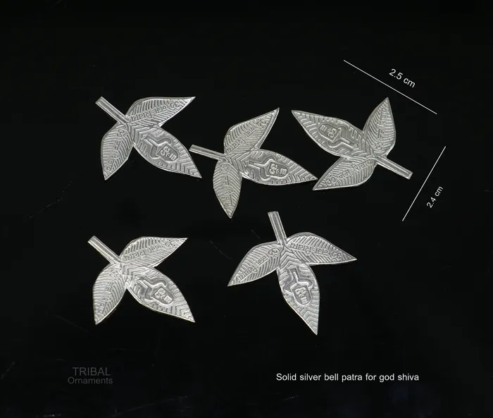 Necklaces TRIBAL ORNAMENTS 25 cm Lord Shiva bel Patra Solid silver handmade solid belva patra shiva worshipping puja article bel tree leaves for puja su600 Necklaces TRIBAL ORNAMENTS 25 cm Lord Shiva bel Patra Solid silver handmade solid belva patra shiva worshipping puja article bel tree leaves for puja su600