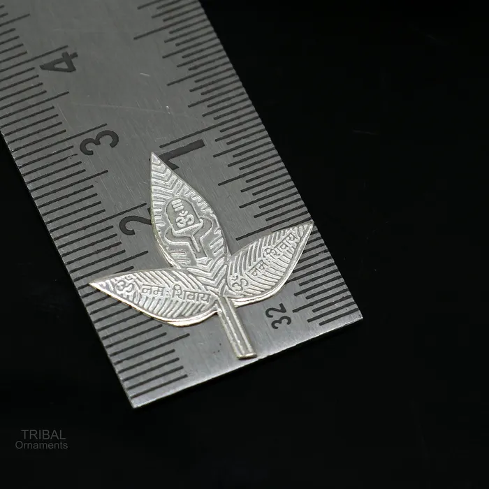 Necklaces TRIBAL ORNAMENTS 25 cm Lord Shiva bel Patra Solid silver handmade solid belva patra shiva worshipping puja article bel tree leaves for puja su600