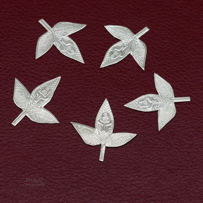 Necklaces TRIBAL ORNAMENTS 25 cm Lord Shiva bel Patra Solid silver handmade solid belva patra shiva worshipping puja article bel tree leaves for puja su600