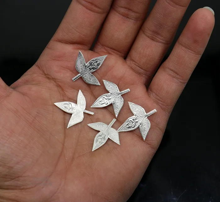 Necklaces TRIBAL ORNAMENTS 25 cm Lord Shiva bel Patra Solid silver handmade solid belva patra shiva worshipping puja article bel tree leaves for puja su600