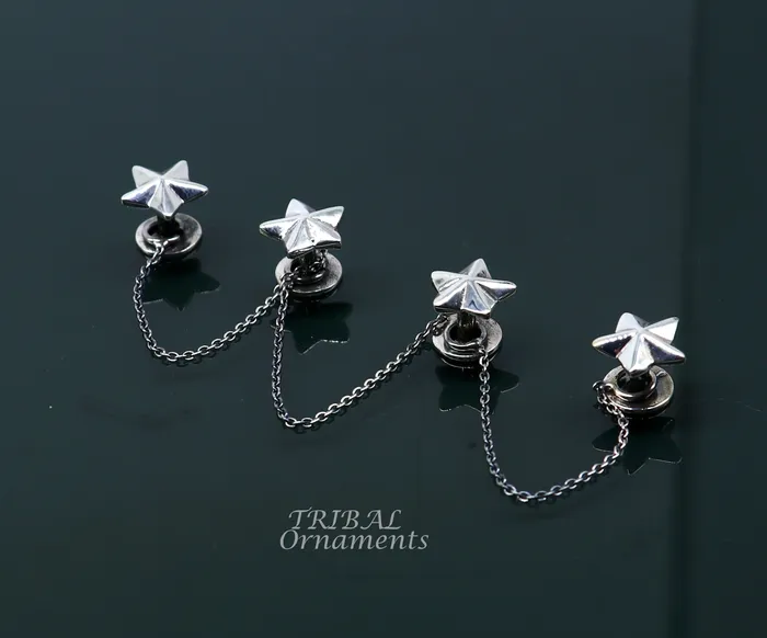 Necklaces TRIBAL ORNAMENTS 925 Sterling silver handmade gorgeous Star design buttons or cufflinks for mens kurta best gifting jewelry occasions btn05
