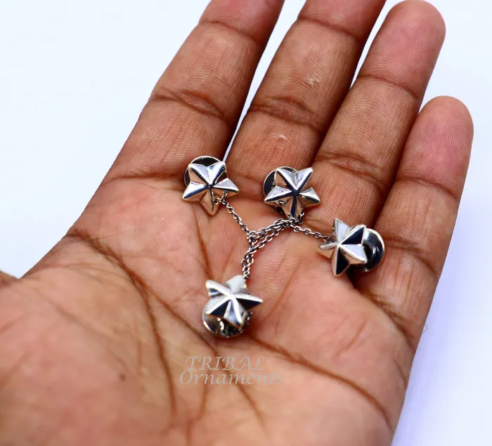 Necklaces TRIBAL ORNAMENTS 925 Sterling silver handmade gorgeous Star design buttons or cufflinks for mens kurta best gifting jewelry occasions btn05