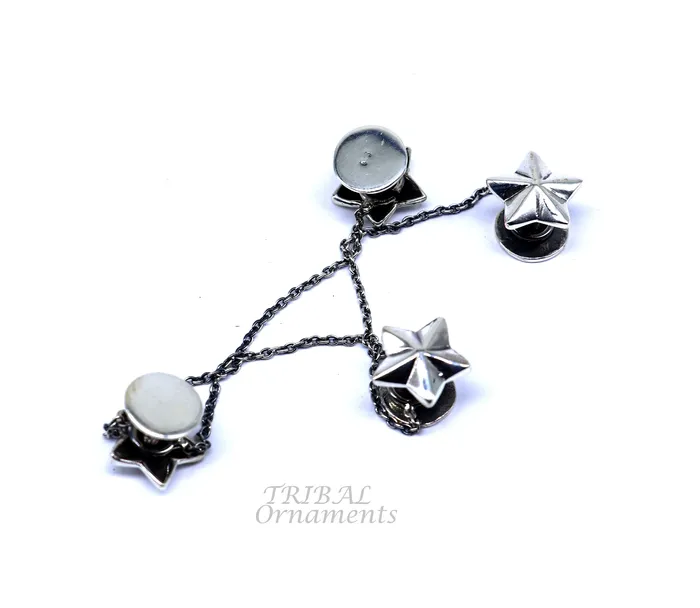 Necklaces TRIBAL ORNAMENTS 925 Sterling silver handmade gorgeous Star design buttons or cufflinks for mens kurta best gifting jewelry occasions btn05
