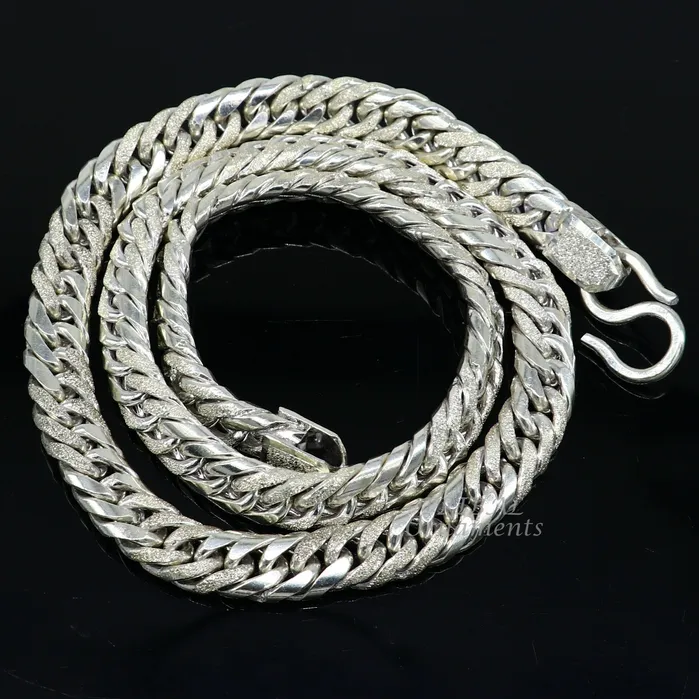 Necklaces TRIBAL ORNAMENTS 925 sterling silver handmade vintage design Custom Cuban curb link chain solid heavy necklace chain for boys mens gifting jewelry ch163 Necklaces TRIBAL ORNAMENTS 925 sterling silver handmade vintage design Custom Cuban curb link chain solid heavy necklace chain for boys mens gifting jewelry ch163