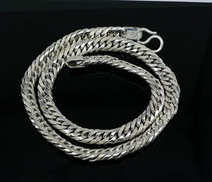 Necklaces TRIBAL ORNAMENTS 925 sterling silver handmade vintage design Custom Cuban curb link chain solid heavy necklace chain for boys mens gifting jewelry ch163 Necklaces TRIBAL ORNAMENTS 925 sterling silver handmade vintage design Custom Cuban curb link chain solid heavy necklace chain for boys mens gifting jewelry ch163