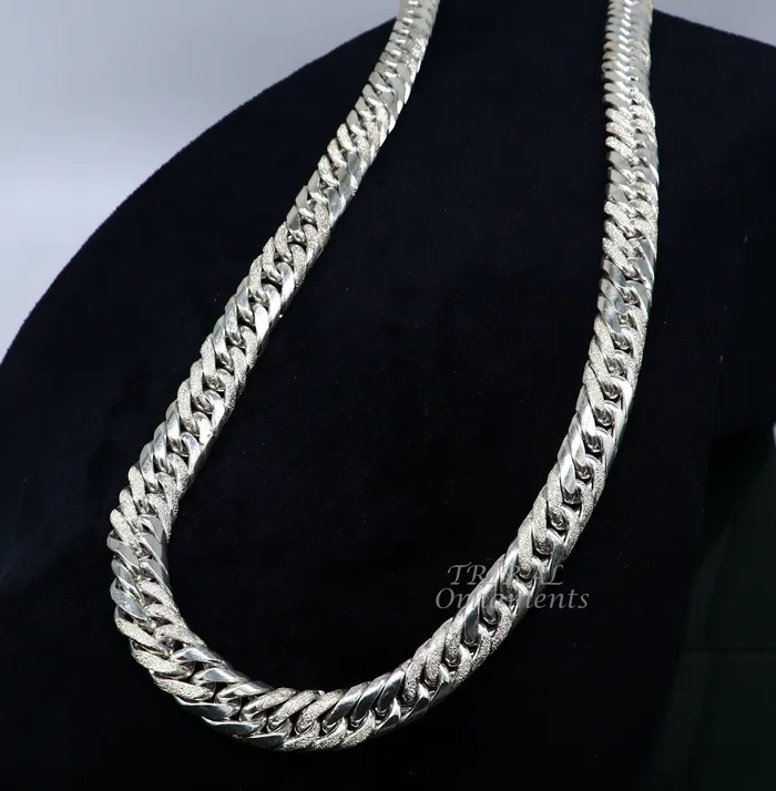 Necklaces TRIBAL ORNAMENTS 925 sterling silver handmade vintage design Custom Cuban curb link chain solid heavy necklace chain for boys mens gifting jewelry ch163 Necklaces TRIBAL ORNAMENTS 925 sterling silver handmade vintage design Custom Cuban curb link chain solid heavy necklace chain for boys mens gifting jewelry ch163