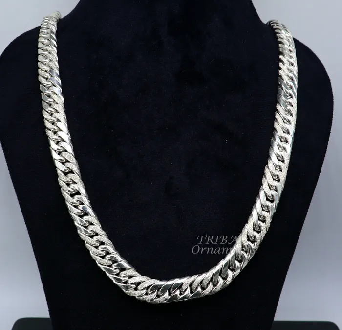 Necklaces TRIBAL ORNAMENTS 925 sterling silver handmade vintage design Custom Cuban curb link chain solid heavy necklace chain for boys mens gifting jewelry ch163 Necklaces TRIBAL ORNAMENTS 925 sterling silver handmade vintage design Custom Cuban curb link chain solid heavy necklace chain for boys mens gifting jewelry ch163