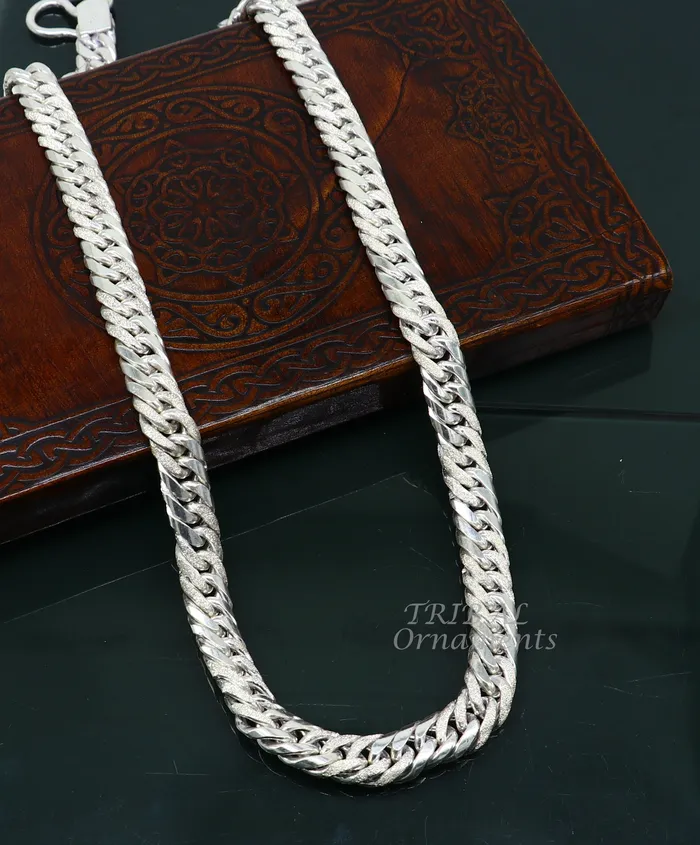 Necklaces TRIBAL ORNAMENTS 925 sterling silver handmade vintage design Custom Cuban curb link chain solid heavy necklace chain for boys mens gifting jewelry ch163 Necklaces TRIBAL ORNAMENTS 925 sterling silver handmade vintage design Custom Cuban curb link chain solid heavy necklace chain for boys mens gifting jewelry ch163