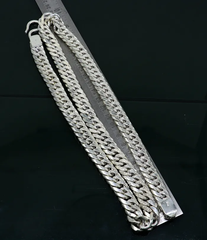 Necklaces TRIBAL ORNAMENTS 925 sterling silver handmade vintage design Custom Cuban curb link chain solid heavy necklace chain for boys mens gifting jewelry ch163 Necklaces TRIBAL ORNAMENTS 925 sterling silver handmade vintage design Custom Cuban curb link chain solid heavy necklace chain for boys mens gifting jewelry ch163