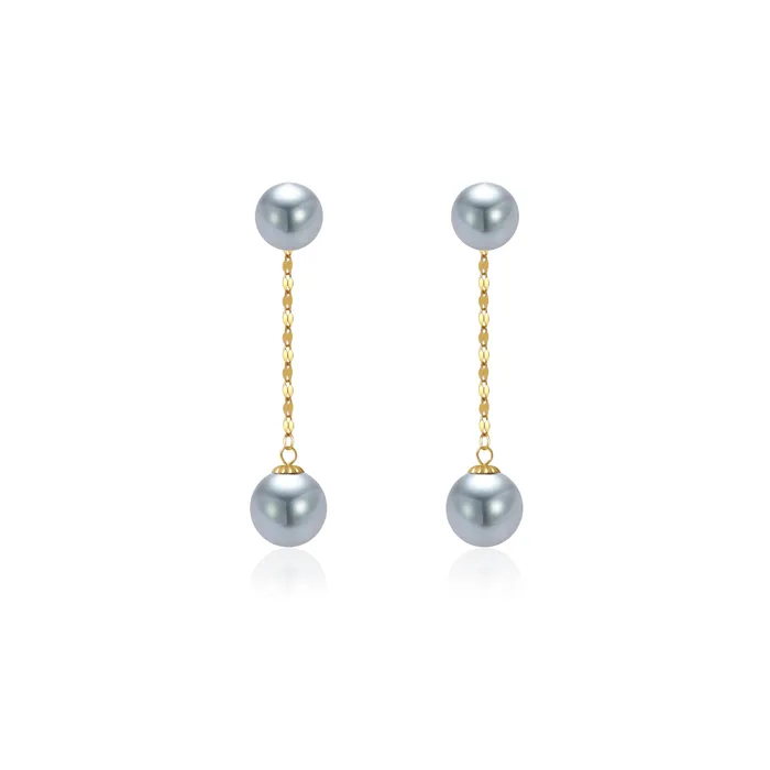 Pearly Lustre Earrings 18K Gold Top Grade Silver Akoya Pearl Earrings KE00203