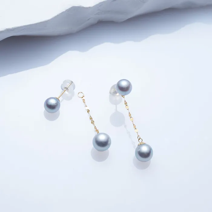 Pearly Lustre Earrings 18K Gold Top Grade Silver Akoya Pearl Earrings KE00203