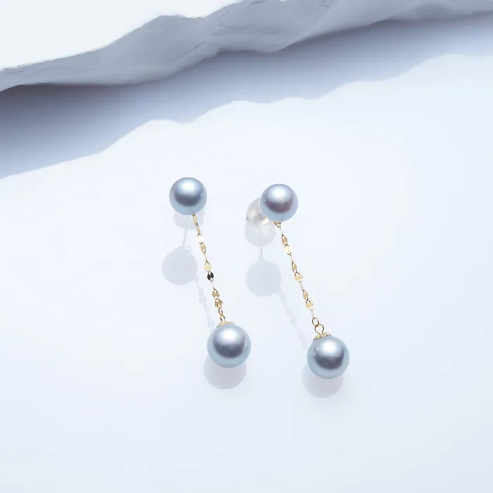 Pearly Lustre Earrings 18K Gold Top Grade Silver Akoya Pearl Earrings KE00203