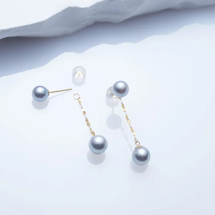 Pearly Lustre Earrings 18K Gold Top Grade Silver Akoya Pearl Earrings KE00203