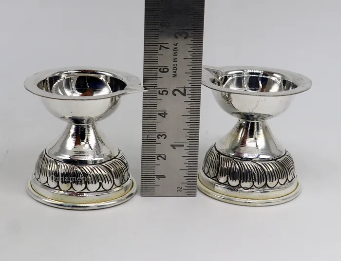 Rings TRIBAL ORNAMENTS 925 sterling silver customized chitai work kandrai work design oil lamp silver Deepak silver temple article puja utensils art su766