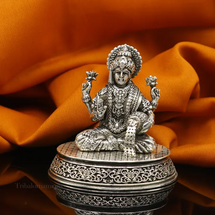 Rings TRIBAL ORNAMENTS Pure 925 Sterling silver handmade Hindu Goddess Laxmi statue puja article figurine home dcor Diwali puja articles gifting art220