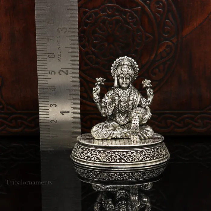 Rings TRIBAL ORNAMENTS Pure 925 Sterling silver handmade Hindu Goddess Laxmi statue puja article figurine home dcor Diwali puja articles gifting art220