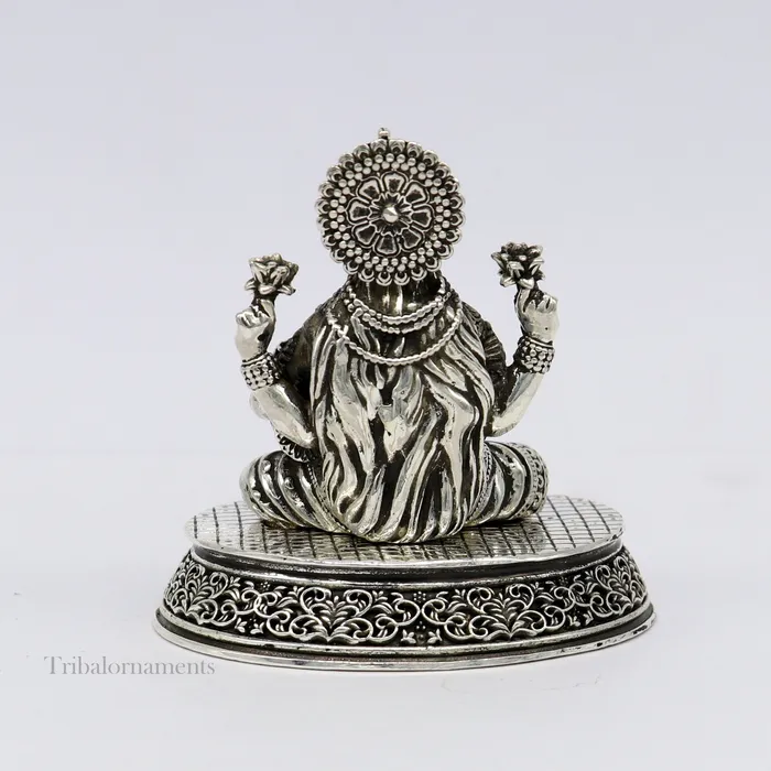 Rings TRIBAL ORNAMENTS Pure 925 Sterling silver handmade Hindu Goddess Laxmi statue puja article figurine home dcor Diwali puja articles gifting art220