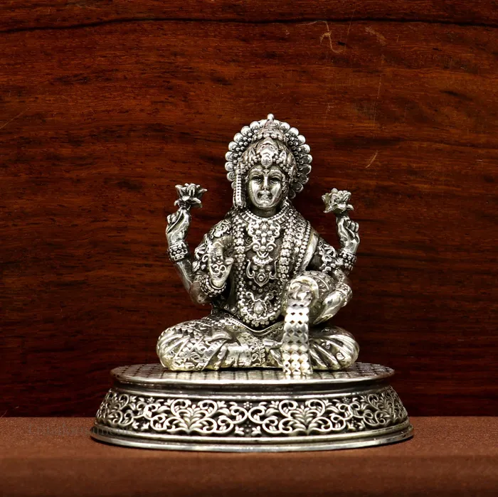 Rings TRIBAL ORNAMENTS Pure 925 Sterling silver handmade Hindu Goddess Laxmi statue puja article figurine home dcor Diwali puja articles gifting art220