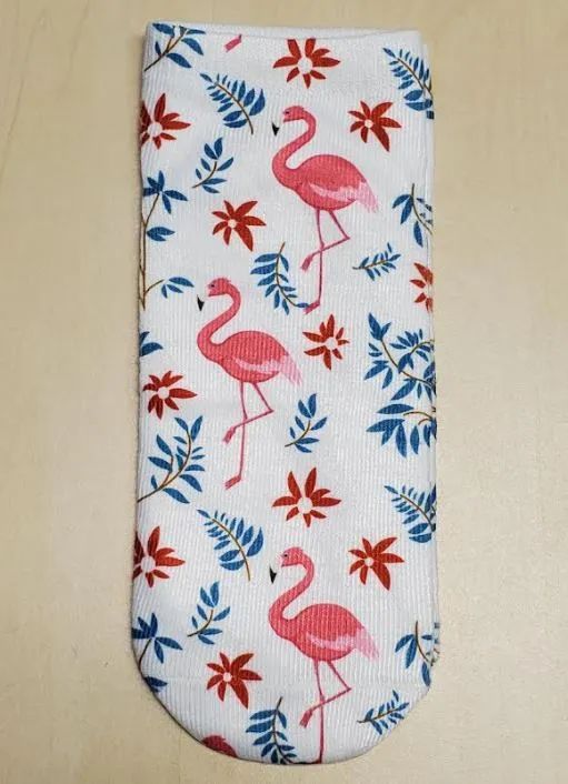 SF1021 White Blue Ferns Flamingo Socks POLLY Rings