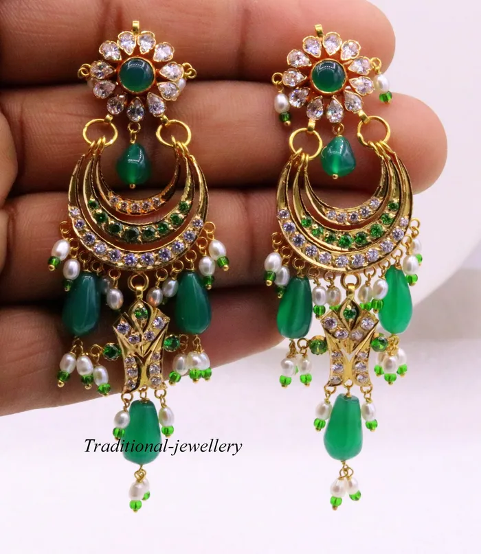 TRIBAL ORNAMENTS Earrings Gorgeous 22kt yellow gold handmade vintage antique jadau stone earrings Fabulous wedding anniversary gifting womens jewelry TRIBAL ORNAMENTS Earrings Gorgeous 22kt yellow gold handmade vintage antique jadau stone earrings Fabulous wedding anniversary gifting womens jewelry