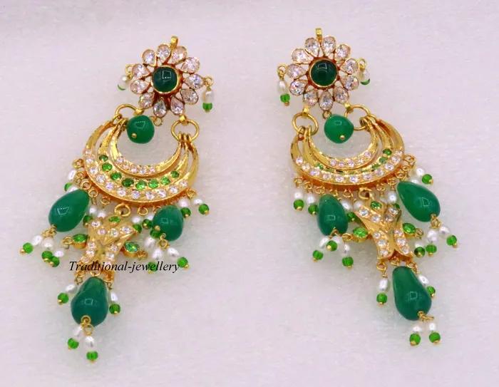 TRIBAL ORNAMENTS Earrings Gorgeous 22kt yellow gold handmade vintage antique jadau stone earrings Fabulous wedding anniversary gifting womens jewelry