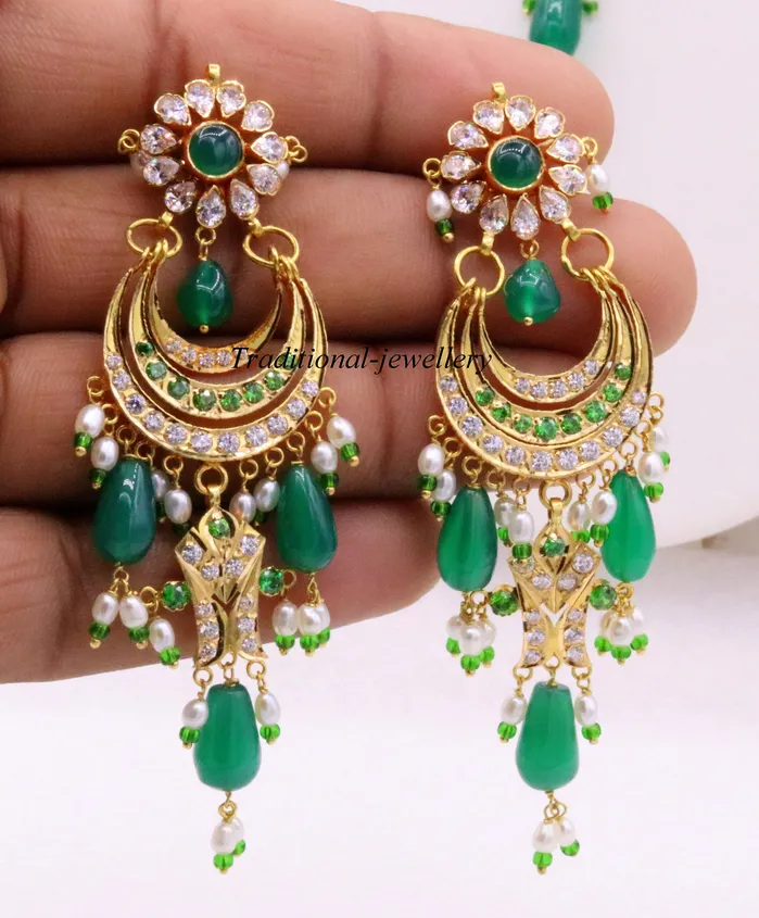 TRIBAL ORNAMENTS Earrings Gorgeous 22kt yellow gold handmade vintage antique jadau stone earrings Fabulous wedding anniversary gifting womens jewelry