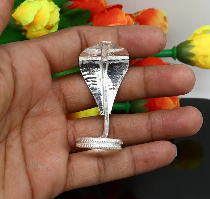 TRIBAL ORNAMENTS Earrings Shiva Snake Solid silver handmade Divine vintage style mini snake or shiva snake for puja or worshipping solid Diwali puja article su625