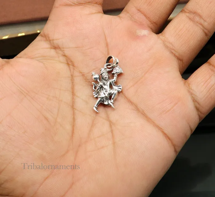 TRIBAL ORNAMENTS Flying hanuman pendant 925 sterling silver handmade god idol hanuman pendant amazing craftsmanship pendant gifting jewelry ssp939 Necklaces