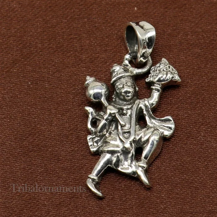 TRIBAL ORNAMENTS Flying hanuman pendant 925 sterling silver handmade god idol hanuman pendant amazing craftsmanship pendant gifting jewelry ssp939 Necklaces