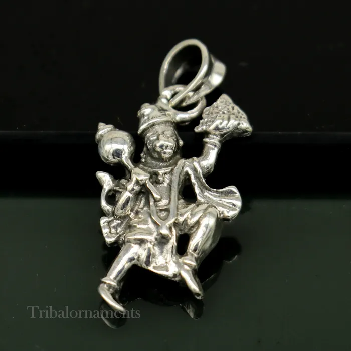 TRIBAL ORNAMENTS Flying hanuman pendant 925 sterling silver handmade god idol hanuman pendant amazing craftsmanship pendant gifting jewelry ssp939 Necklaces