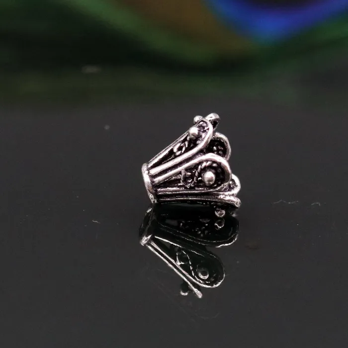 TRIBAL ORNAMENTS Necklaces Lot 10 pieces Antique design handmade 925 sterling silver caps for loose beads for jewelry making ideas bd06